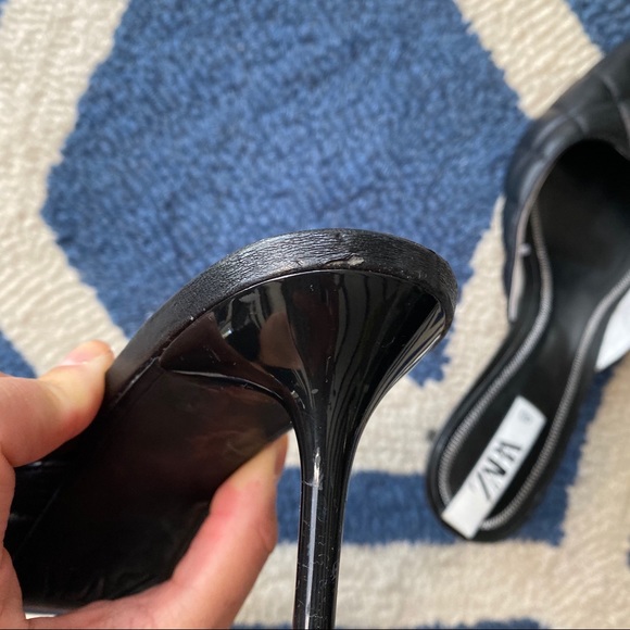 🖤 ZARA QUILTED POINTED TOE OPEN HEEL FAUX LEATHER HEELS! - Picture 10 of 11